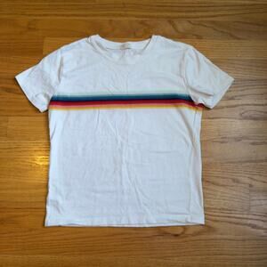 John Galt Brandy Melville Striped T-Shirt Short Sleeve Tee Rainbow Striped OS